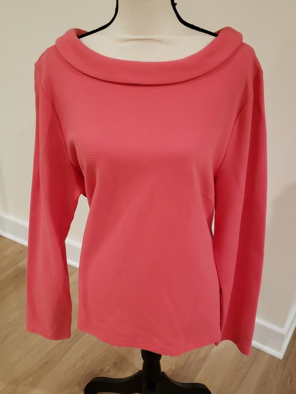 Talbots - See Picture of Back! Coral Boatneck Long Sleeve Top